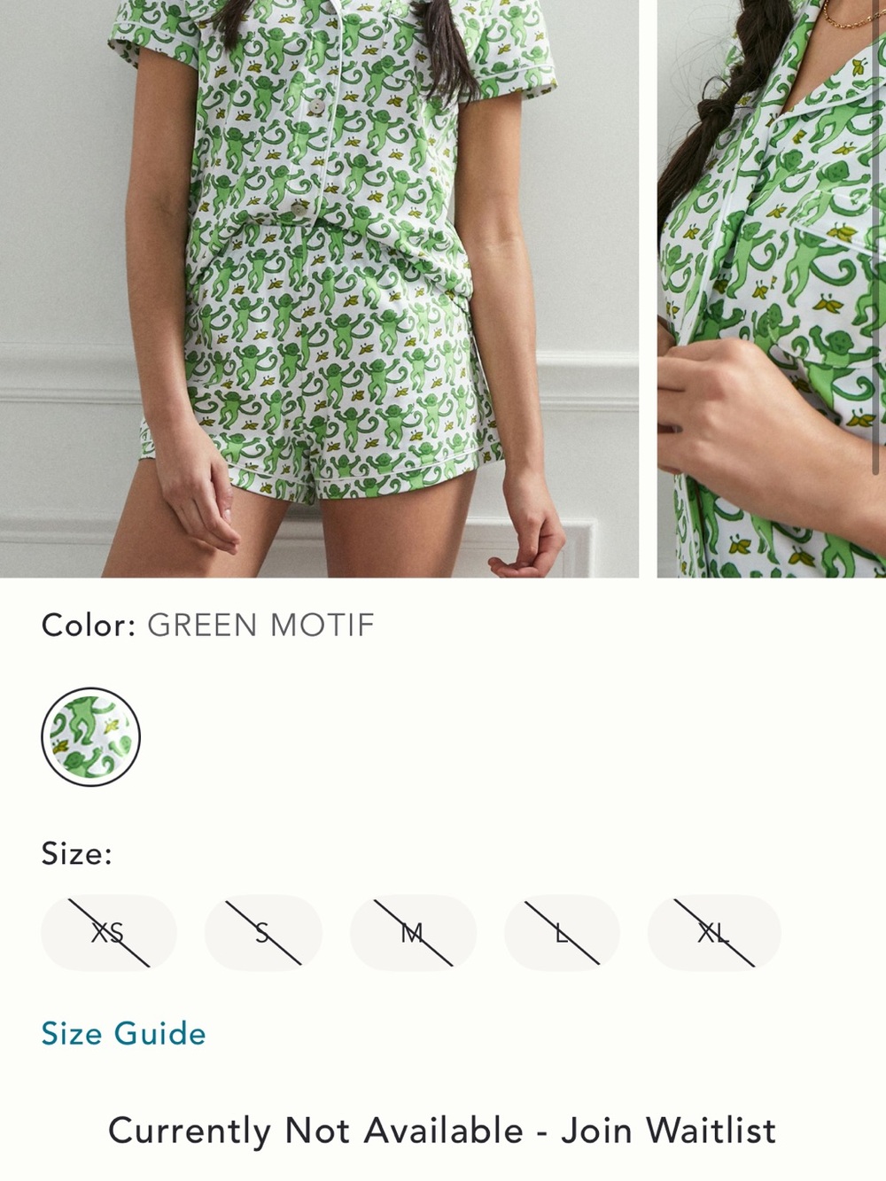 Roller Rabbit Green Motif Short Pajama Set